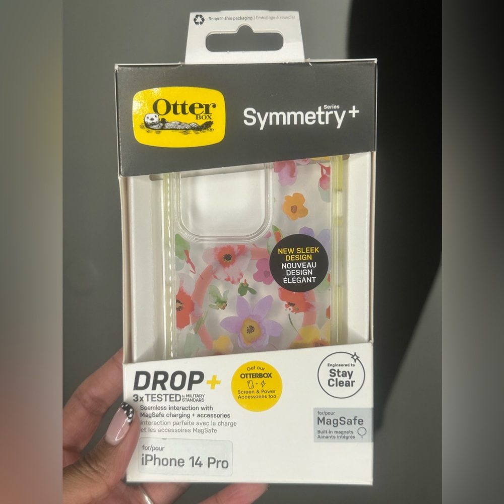 OtterBox Symmetry Series iPhone 14 Pro Case - Clear with Floral Design